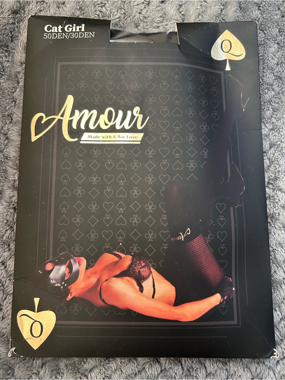 Love Amour Black and Gold Fishnet Thigh-Highs
